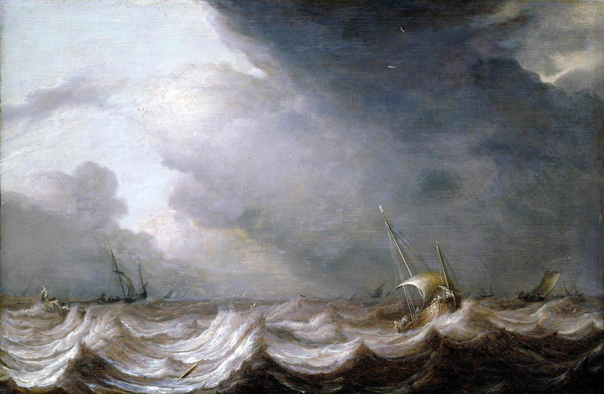 vessels at sea in stormy weather